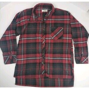 Ci Sono Plaid Collection Men's Button Up Shirt Long Sleeve Red-black Size M
